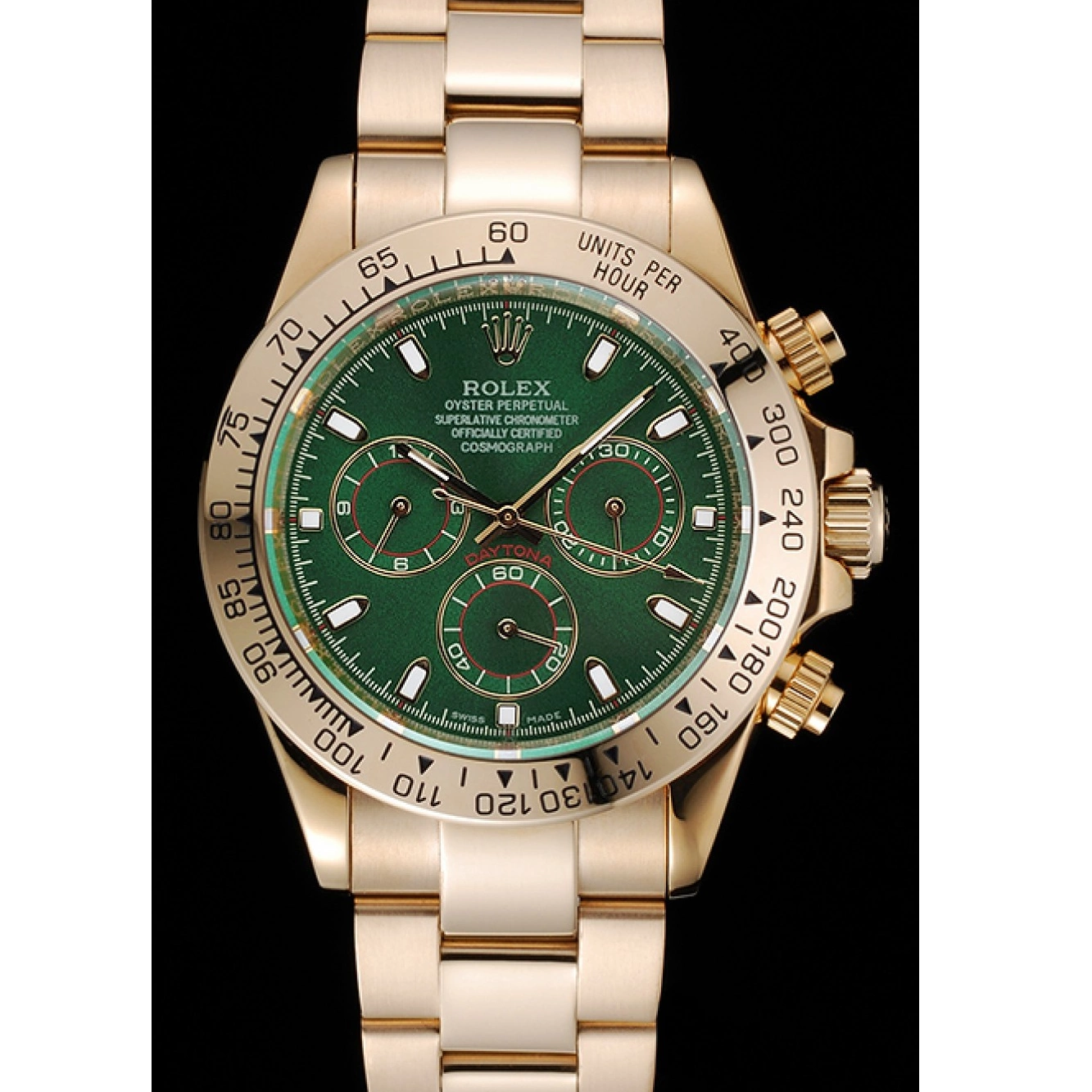 Aaa replica Cosmograph 1454244 Rolex Daytona Case Gold Green Bracelet And Dial 0725